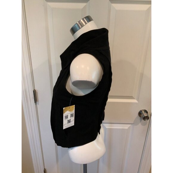 BCBG Max Azria Black Faux Vegan Leather Fabrian Zip-Up Vest, Size XS - Picture 3 of 5